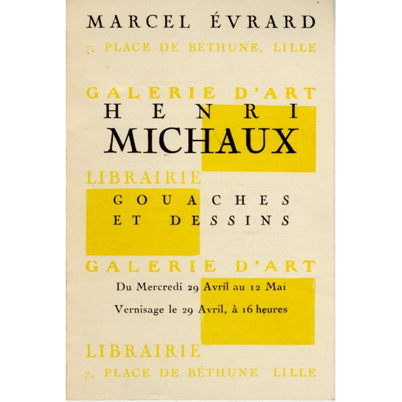 exposition d'Henri Michaux, librairie-galerie d'art Marcel Évrard, 1953