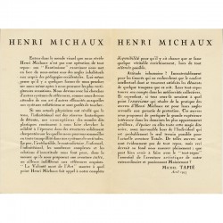 texte de Michel Tapié, carton d'invitation Henri Michaux, 1953