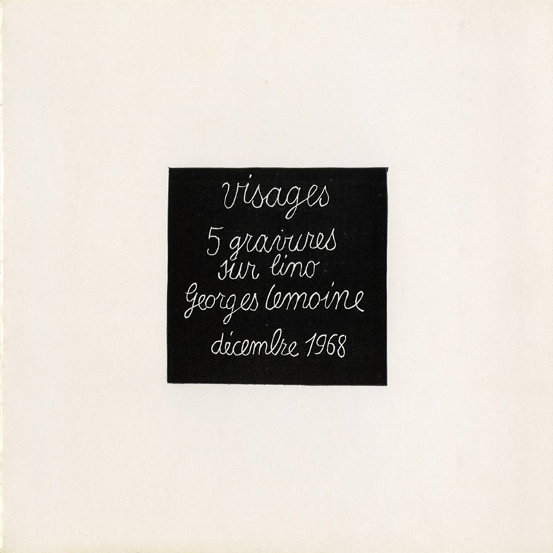"Visages" portfolio réunissant 5 gravures sur lino de l'illustrateur Georges Lemoine, 1968