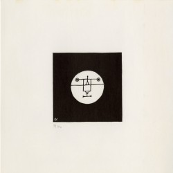 Visages, gravure sur lino de Georges Lemoine, décembre 1968