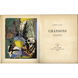 eau-forte originale en couleurs de Suzanne Roger pour "Chansons" de Robert Ganzo, 1950