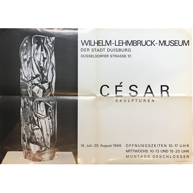 affiche de l'exposition de sculptures de César au Musée Wilhelm-Lehmbruck, à Duisburg (Allemagne) 1966