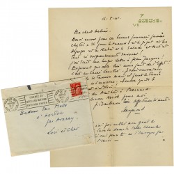 lettre amicale et privée de Raymond Templier à Hélène Henry