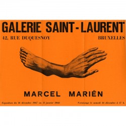 vernissage de l'exposition de Marcel Mariën à la galerie Saint-Lauret, à Bruxelles, le 16 décembre 1967
