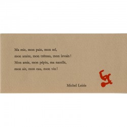 poème extrait de Michel Leiris "Marrons sculptés pour Miró", édité par Engelberts en 1961