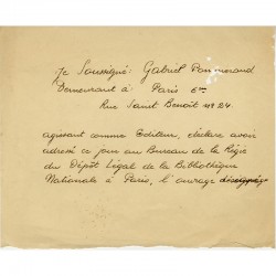 brouillon manuscrit de la main de Gabriel Pomerand