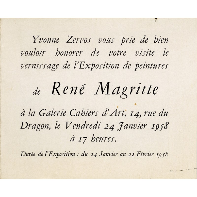 René Magritte, galerie Cahiers d'Art, 1958