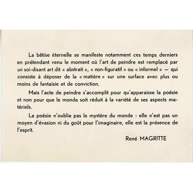 René Magritte, carte postale de la revue Rhétorique, 1963
