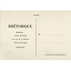 carte postale envoyée par la revue Rhétorique, reprenant un texte de René Magritte contre la peinture abstraite, mars 1963