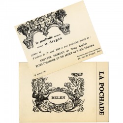 lot de deux invitations de Bellen (alias Nelly Kaplan) pour présentation de son livre et projection de son film, 1966