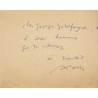 message manuscrit au stylo, adressé à Georges Goldfayn par Alain Jouffroy