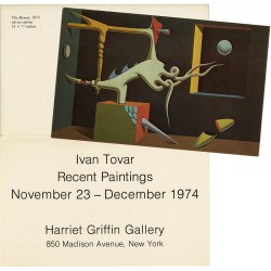 carton d'invitation de l'exposition de Tovar à la Harriet Griffin Gallery, New York, de novembre à décembre 1974