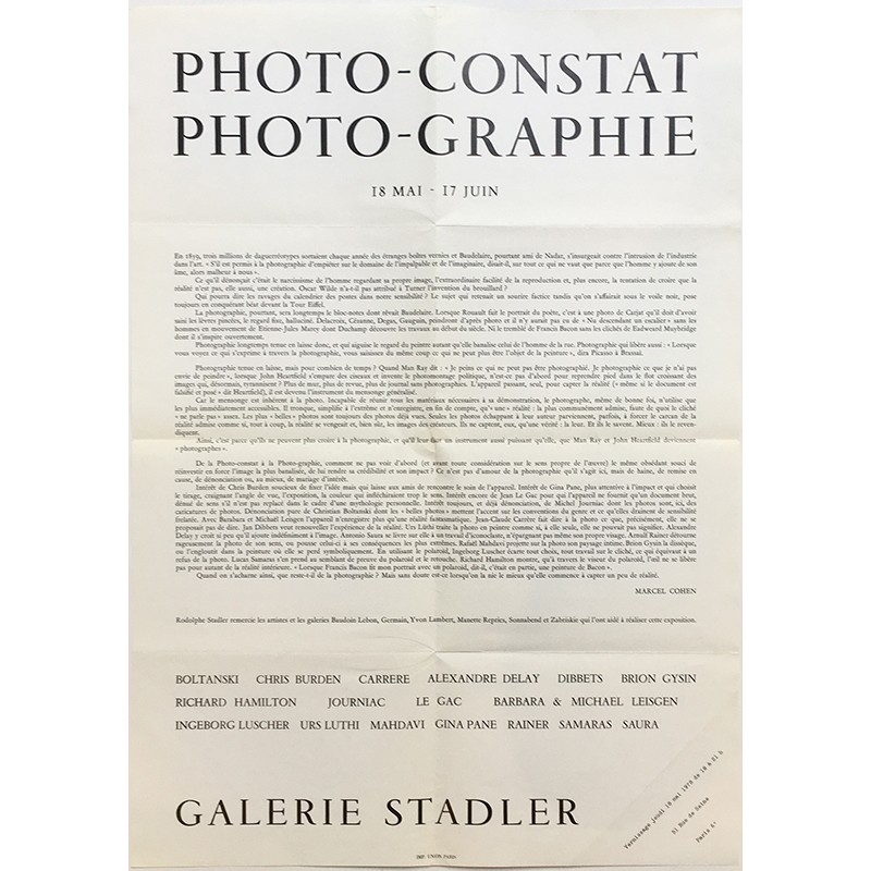 vernissage de l'exposition collective "Photo-constat – Photo-graphie" à la galerie Stadler, le 18 mai 1978