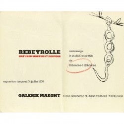 carton d'invitation en lithographie pour le de l'exposition de Rebeyrolle "Natures mortes et pouvoir", galerie Maeght, 1976