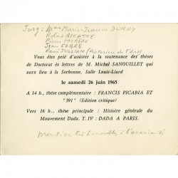 Michel Sanouillet, soutenance de thèses de Doctorat sur Dada, 1965