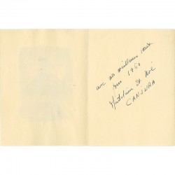 carte de vœux de Madeleine et Noé Canjura pour l'année 1960, message manuscrit et signature au stylo plume bleu