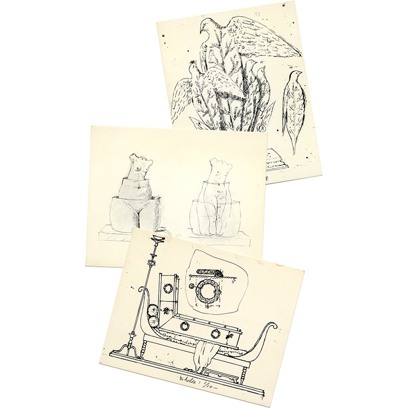 lot de 3 cartes postales de René Magritte éditées par la galerie Alexandre Iolas en 1967