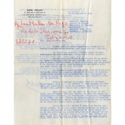 lettre d'Henri Cochet,  23 septembret 1952