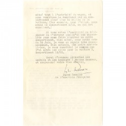 lettre dactylographiée, signée à l'encre, de l'écrivain Jules Romain, 1955