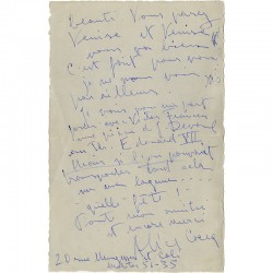 charmante lettre manuscrite de l'actrice et chanteuse Alice Cocéa, 1950