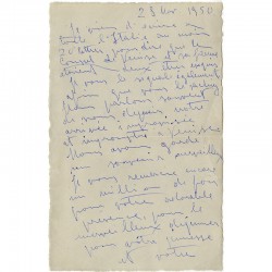 lettre autographe d'Alice Cocéa, 1950