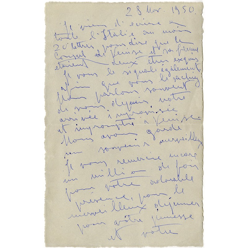 lettre autographe d'Alice Cocéa, 1950