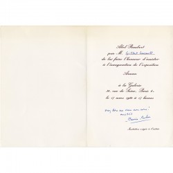 invitation Arman, message manuscrit de Maurice Roche, 1982