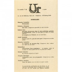 Sommaire du n° 1 de la 2de série de la revue UR dirigée par Maurice Lemaître, 1963