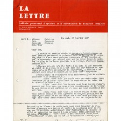 La lettre : bulletin personnel d'opinion et d'information de Maurice Lemaître, janvier 1964