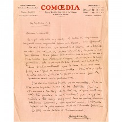 Georges Casela, lettre manuscrite à Édouard Gaussen, 1919
