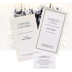 ensemble des invitations envoyées pour les funérailles de Jean Tinguely,le 4 septembre 1991 à Fribourg