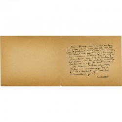 reproduction d'un envoi manuscrit de Colette que l'écrivaine avait adressé à Laure Albin Guillot
