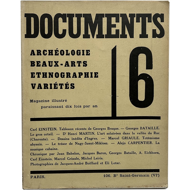 numéro 6 de la revue "Documents", paru en novembre 1929, secrétaire général : Georges Bataille