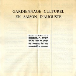 couverture Ipoustéguy, Gardiennage culturel en saison d'Auguste
