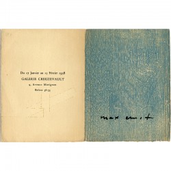 carton d'invitation pour l'exposition de Max Ernst à la galerie Creuzevault, à Paris, du 17 janvier au 15 février 1958