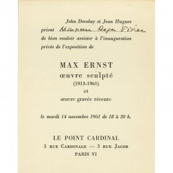 carton pour le vernissage de l'exposition Max Ernst envoyé nominativement à Roger Vivier, 1961