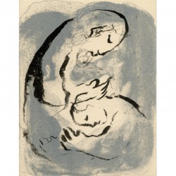 lithographie originale en 2 couleurs sur vélin d'Arches de Marc Chagall pour ses vœux de l'année 1968