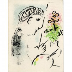 lithographie originale en 5 couleurs sur vélin d'Arches de Marc Chagall pour ses vœux de l'année 1979