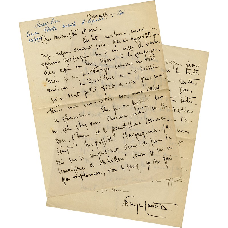 lettres manuscrite de l'écrivain Enrique Laretta