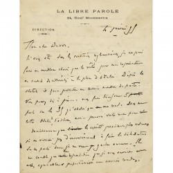 lettre manuscrite d'Édouard Drumont à Charles Devos, le 4 janvier 1899