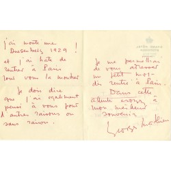 lettre autographe de Georges Mathieu, 1958