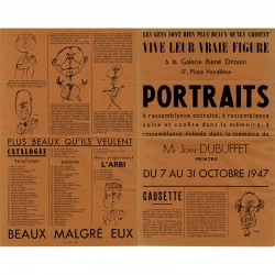 affiche-catalogue de l'exposition de Jean Dubuffet, à la Galerie René Drouin, à Paris, 1947