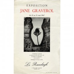 affiche de l'exposition de Jane Graverol à la galerie Le Ranelagh, Paris, du 10 au 31 mai 1967