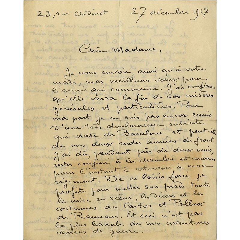 lettre manuscrite d'André Saglio, dit Drésa, 1917
