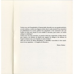 texte de Pontus Hulten sur l'exposition de Marcel Broodthaers, 1975