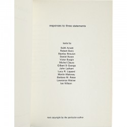 réponse de 13 artistes aux 3 questions posées par David Lamelas, 1970