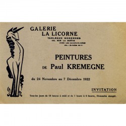 Paul Kremegne, galerie La Licorne, 1922