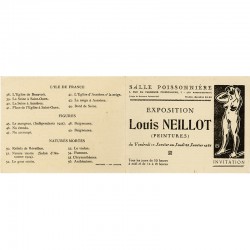 invitation à l'exposition de Louis Neillot à la Salle Poissonnière, à Paris,  janvier 1926