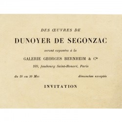 carton d'invitation pour l'exposition des œuvres de Dunoyer de Segonzac, à la galerie Georges Bernheim, à Paris, 1928