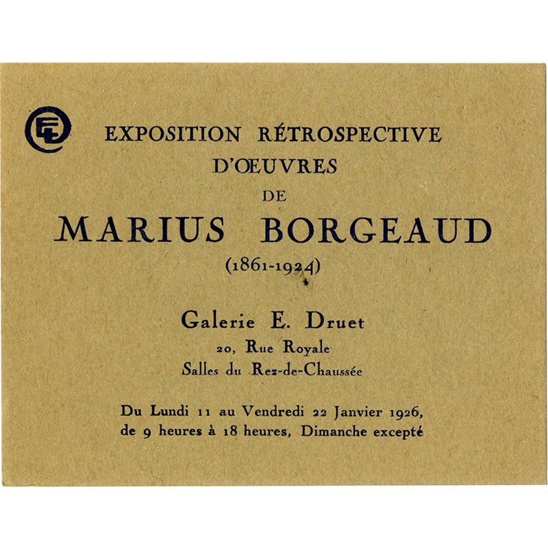 Marius Borgeaud, à la galerie Eugène Druet, à Paris, du 11 au 22 janvier 1926